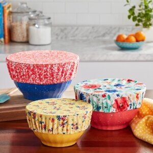 Pioneer Woman Bowl Cover Floral Vintage Delaney Splatter & Rose Ditsy 3Pc S M L